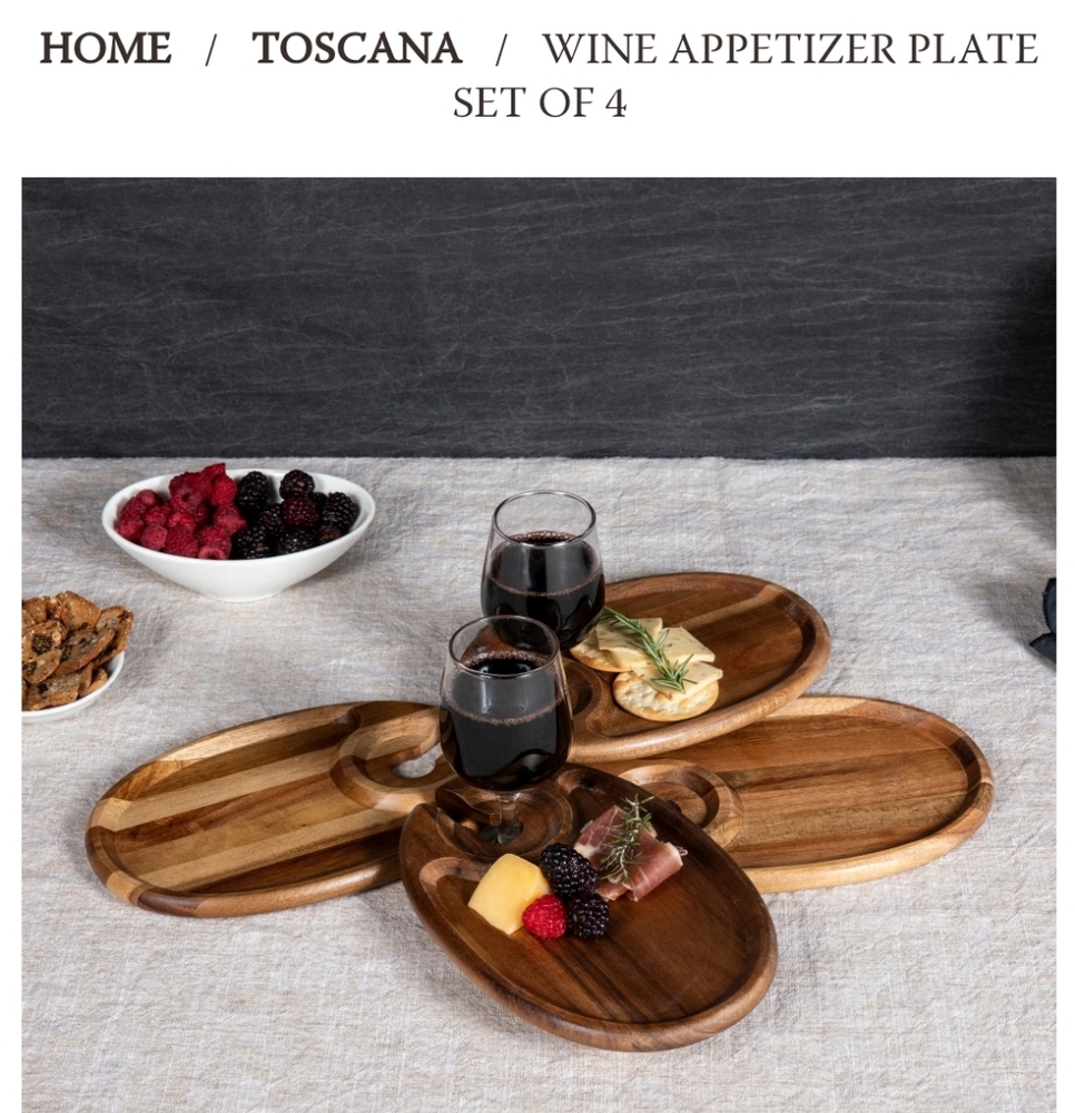 NIB Toscana Acacia Wood Appetizer Plates